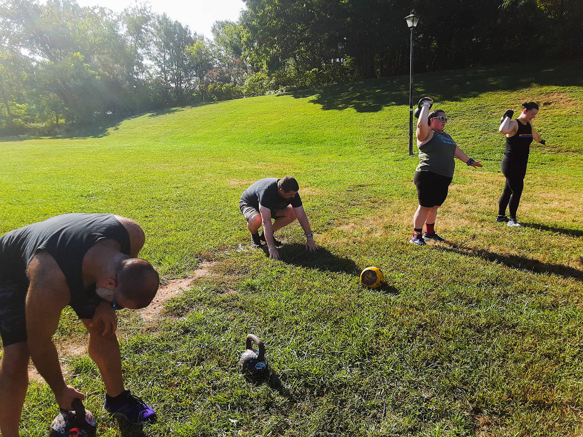 Marcus Lawrence training a client outdoors